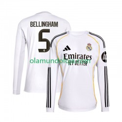 Camisola Real Madrid Jude Bellingham 5 Homem Equipamento Primeiro 2025-2026 Manga Comprida